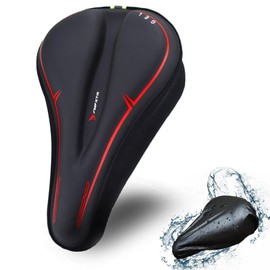 AMSNINK Bicycle Saddle Cover, Ergonomic Saddle Cover Bicycle Padded, Bicycle Seat Padding with Soft Memory Foam, Gel Padding and Waterproof Saddle Protection, Ideal for Men and Women