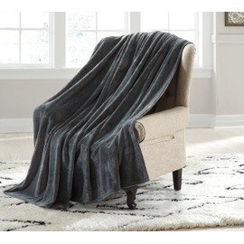 Home Beyond & HB design - Flannel Fleece Throw Blanket - Ultra Soft Cozy Warm Plush Lightweight Microfiber Blankets Throws for Sofa Couch Bed - Gift for Men Women Kids - (Grey, 50x60-Inch)