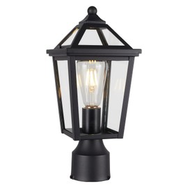 Diyel Colonial Outdoor Post Light Fixture,Modern Exterior Pillar Lantern with Black Finish & Clear Glass, Pole Light for Garden, Backyard, Courtyard, Patio, Pathway,RZ-032P BK