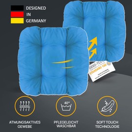 LILENO HOME Set of 1 Chair Cushions, Turquoise, 38 x 38 x 8 cm, Seat Cushions for Garden Chairs, Kitchen or Dining Room Chairs, Comfortable, UV-Resistant Indoor and Outdoor Chair Cushion as Chair