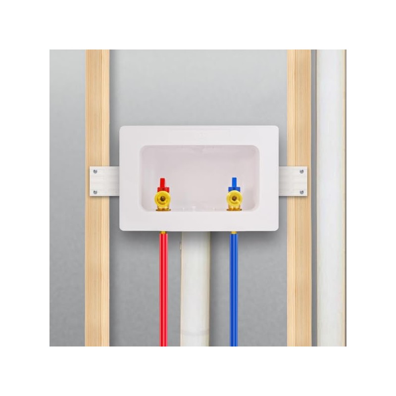 D.N. Washing Machine Outlet Box with Valves Dual Drain PEX