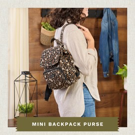 Bella Taylor Mini Backpack Purse for Women, Small Size Hands Free Purse with Adjustable Straps, Vintage Vine Midnight