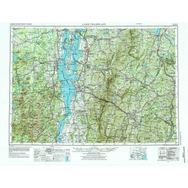 YellowMaps Lake Champlain NY topo map, 1:250000 Scale, 1 X 2 Degree, Historical, 1962, Updated 1975, 22.1 x 29.1 in - Paper