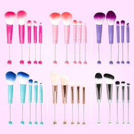 New DIY Bead Metal Grip Brush Set Concealer Brush Eyebrow Brush Eyebrow Purple Handle- 2ea