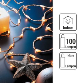 hellum Micro-Lichterkette, 100 transparente Filament Lichter, warm, 220V strombetrieben, innen IP20, Kabel transparent, 580105
