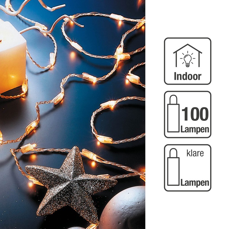 hellum Micro-Lichterkette, 100 transparente Filament Lichter, warm, 220V strombetrieben, innen