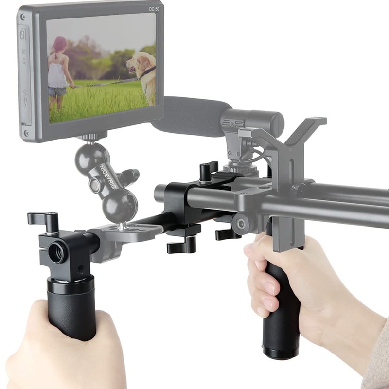 NICEYRIG Camera Handle Kit with 15mm Rod Clamp 30cm long