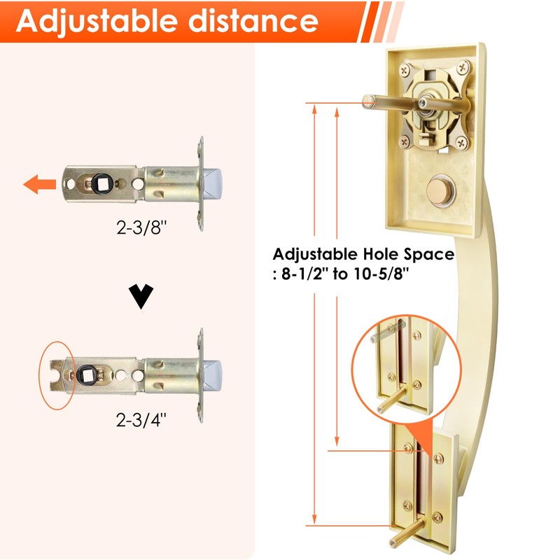 Haidms Gold Door Handle Exterior, Entry Door Handle and Reversible