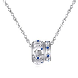 HUKKUN Hamsa Halskette Silber 925 mit dem Bösen Blick und der Hamsa Hand Geschenkideen für Frauen