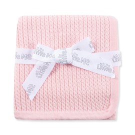 Little Me Baby Girls' Pink Cable Knit Swaddling Receiving Blanket
