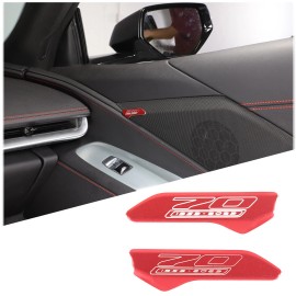 carcartrim-2022 2PCS Red Door Horn Emblem 70th Anniversary Edition Trim For Corvette C8 20-23 US