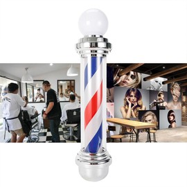 HinLIaDa Barber Pole LED Light, 32'' Classic Style Wall Mounted Waterproof Red Blue White LED Strip Rotating Pole Lamp Barber Shop Sign Lamp LED Hair Salon Lamp Salon Light (32'')