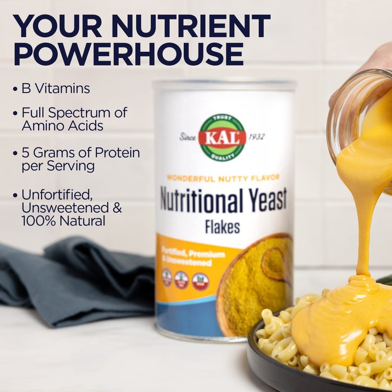 KAL Imported Nutritional Yeast Flakes, Unfortified & Unsweetened Fine Flakes,
