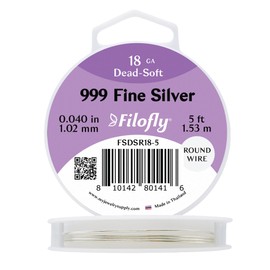 Filofly, calibre 18, alambre de plata fina 999, muerto suave, redondo, (5 pies)