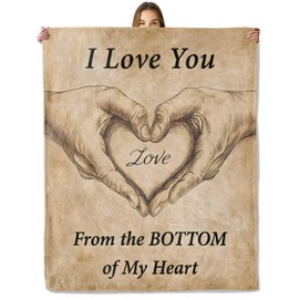 mrfwo Romantic Hand Heart Blanket, Soft Flannel Vintage Style Love Throw Blanket for Couch - Lightweight Fuzzy Travel Bed Blankets, Gifts for Women Girls Wife Husband Adults Room Decor 50"×60"