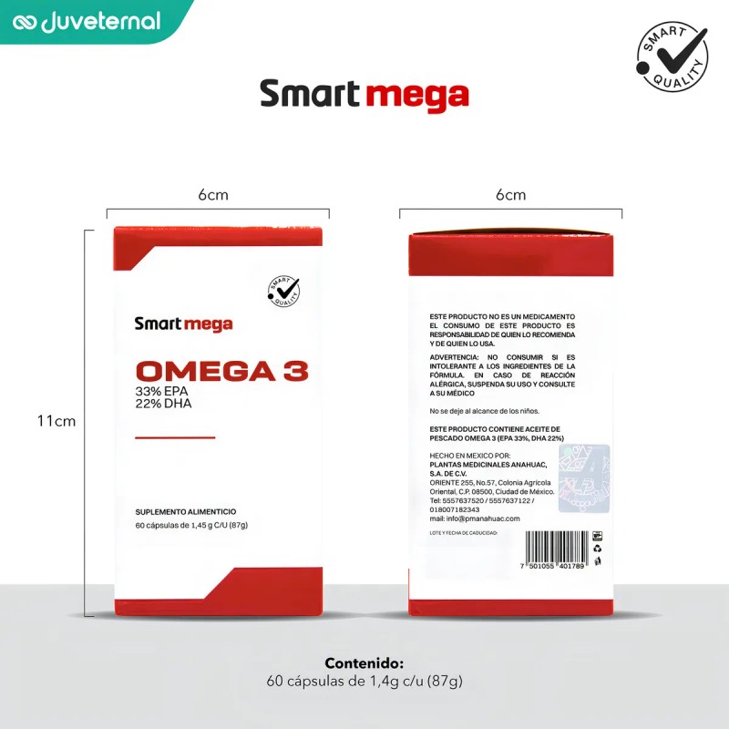 Smart Mega OMEGA 3 con 33 EPA y 22 DHA