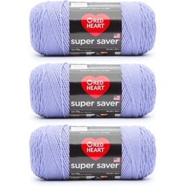 Red Heart Super Saver - Hilo de jazmín ligero - Paquete de 3 unidades de 7 oz/198 g - Acrílico - 4 medianos (peorado) - 364 yardas - Tejer/ganchillo