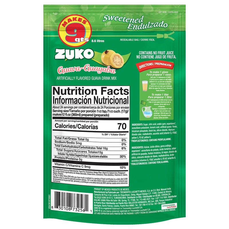 Zuko Guava Instant Powder Drink | Family Pack | No