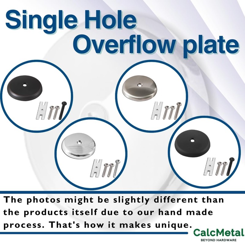 CalcMetal Single Hole Bathtub Drain Overflow Plate with One Matching