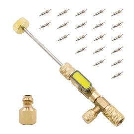 FRIOCASA Valve Core Remover Installer Tool with Dual Size SAE 1/4 & 5/16 Port,HVAC Valve Core Removal Tool for R22 R12 R407c R410A R404A Etc, 20PCS Valve Cores