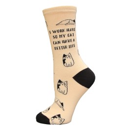 K. Bell Socks Women's I Work Hard Crew Socks 1 Pair, Ivory, Shoe Size: 4–10