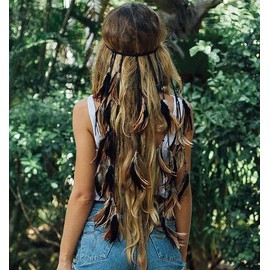 Fashband Indian Feather Headband Boho Tassel Hippie Headpiece Tribal Headpiece Indian Festival Party Headwear Hair Accessories for Women and Girls (L)
