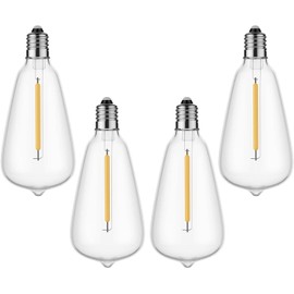 LaPitio LED String Light Bulbs, ST38 Shatterproof LED Replacement Bulbs for Outdoor String Lights Eidison Bulb fits E12 Screw Base, Warm White, 4 Pack