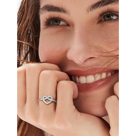 Bestyle Sterling Silver Women Heart Rings True Love Knot Ring for Mother Wife Friendship Promise Ring for Her Hypoallergenic Silver Ring for Women, Size 4