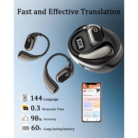 AI Translation Earbuds Real Time, 2025 Upgraded 144 Language Translator Earbuds OWS 3-in-1 Translator Device，4 Translation Modes with APP，Fit iOS and Android, Ideal for Travel Business Learning，Black