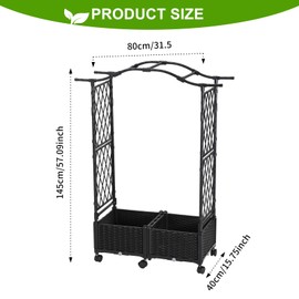 lalahoni Panter Box with Trellis, Climbing Plants Outdoor, Vegetable Herb Flower, Raised Garden Bed with Self-Watering