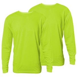 Glory Max 2-Pack High Visibility Construction Safety Work T Shirts Long Sleeve Fast Dry (as1, Alpha, s, Regular, Regular, Neon Green)