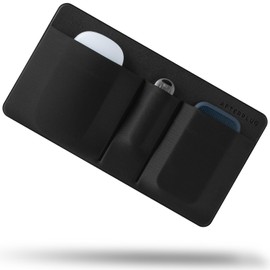 Afterplug 3-Pocket Storage Pouch, Adhesive Laptop Accessory Organizer, for Portable HDD, SSD, USB Drive, Mouse, Cables - Black