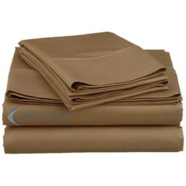 Hotellinen 1500 Thread Count Solid Pattern Egyptian Cotton Very Soft 4-Piece Super Soft Extra Deep Pocket, Sheet Set Fit Upto 27 Inches Deep Pocket (Queen, Taupe)