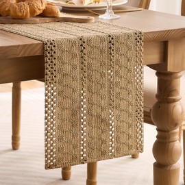 Table Runner Brown Boho Decorative Table Runner Country House Style Table Runner Natural Decor Polyester Cotton Farmhouse Vintage Tablecloth for Wedding Birthday Kitchen Table Decoration Home Decor 30