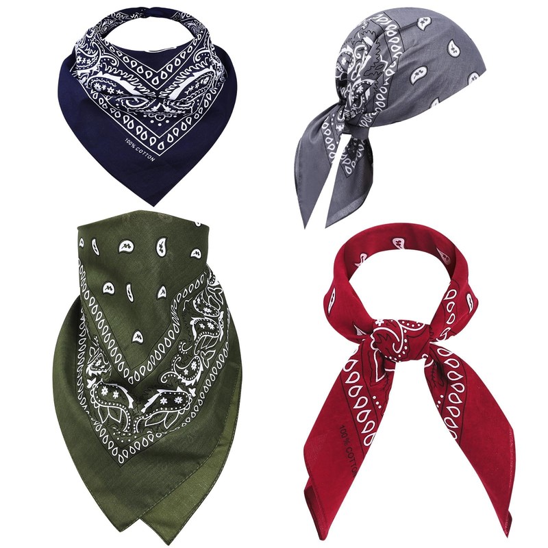Nymora 6-Pack Paisley Bandana Set - 100% Cotton Kerchiefs in