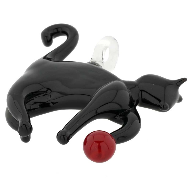 Glass Of Venice Black Murano Glass Cat