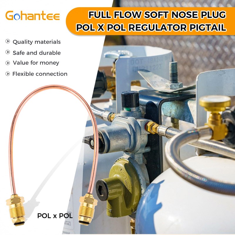 gohantee High Flow Copper Propane Gas Pigtail POL x POL