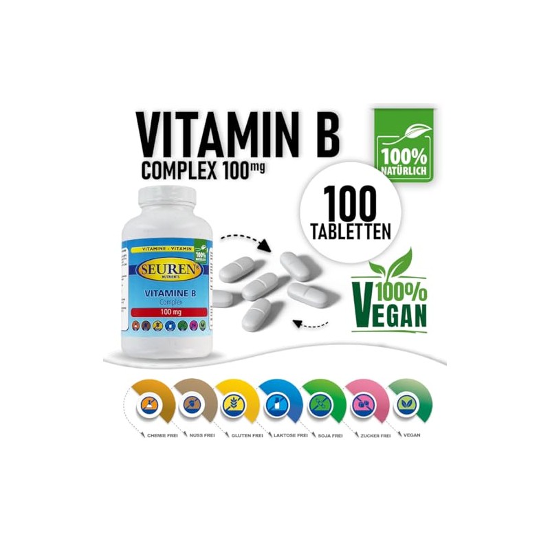 Seuren Nutrients | Vitamin B Complex 100 Tablets | high