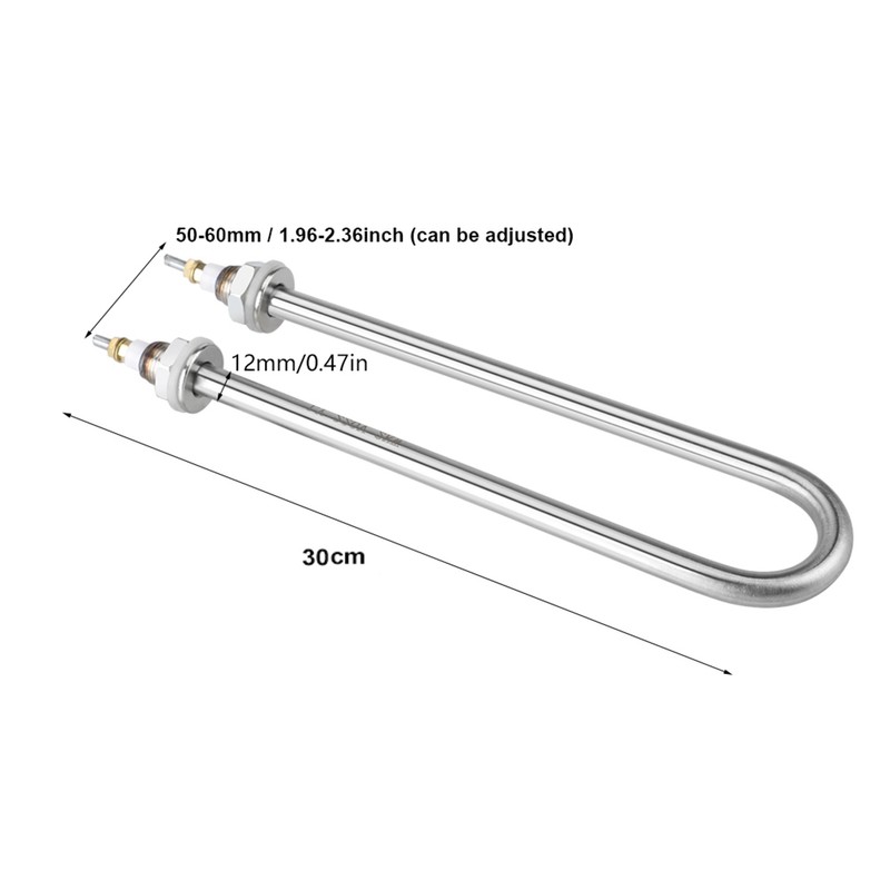 220V 2KW Stainless Steel Immersion Water Heater Electric Tube Heating