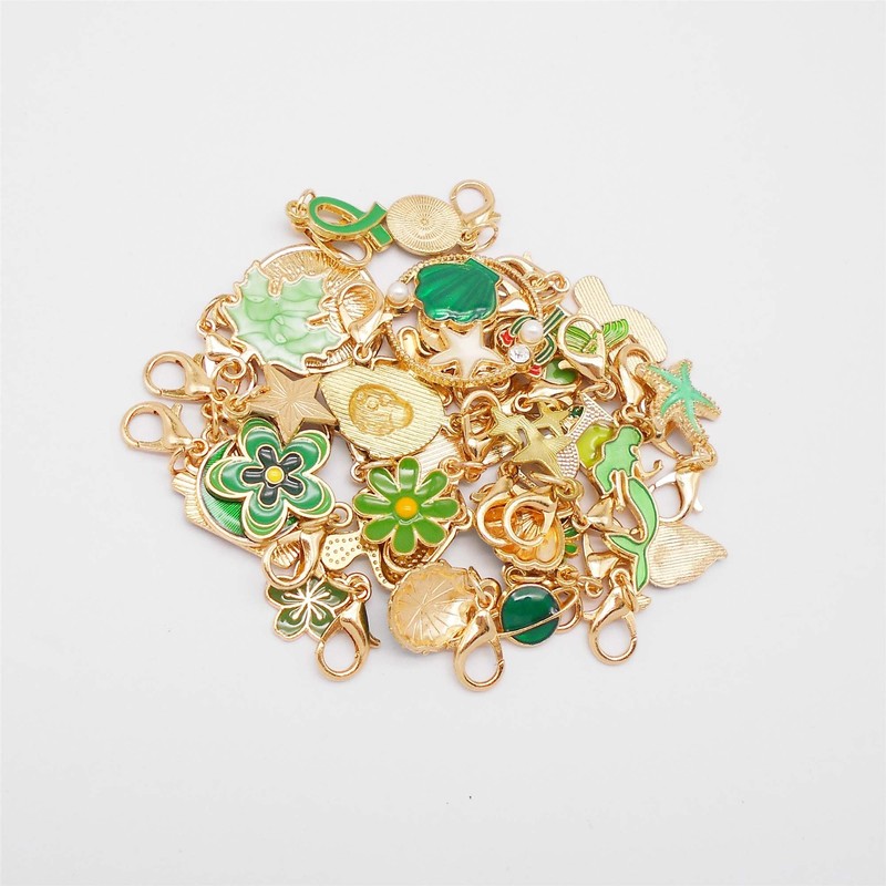 Vibrant Green Enamel Shoe & Purse Charms - 30 Pcs