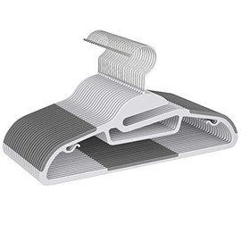 Heavy Duty Plastic Hangers 60 Pack with Non-Slip Design,0.2 Inches Thick,360°Swivel Hook Space Saving Organizer for Bedroom Closet,Shirts,Pants,Strong Enough for Coat (Grey- S Shaped)