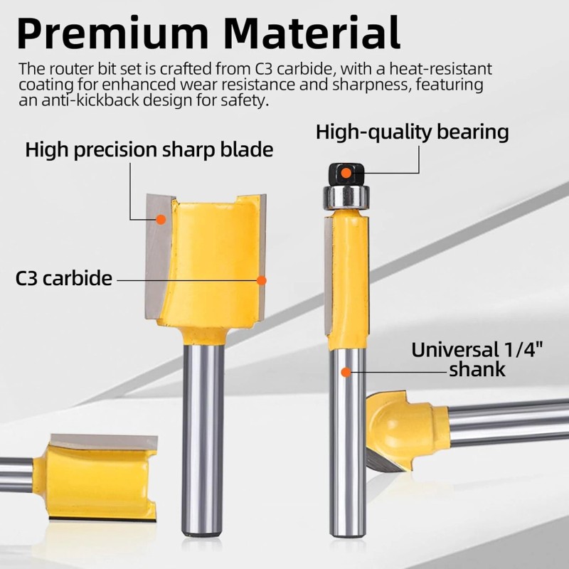 8milelake 100 Piece Router Bits 1/4" Shank Tungsten Carbide for
