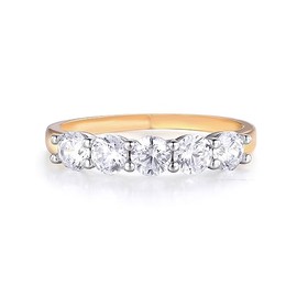 Eternity Ring Ladies 9 Carat Gold Sterling 925 Silver 5 Stone Simulated Diamond Sizes K to U (W)