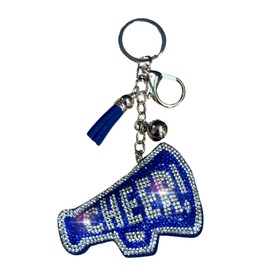 Popfizzy Blue Cheer Keychain Accessories for Cheerleaders, Bling Cheer Bag Charm, Cheerleader Gift for Girls and Women