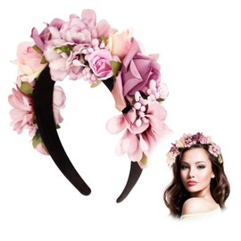 Headband Dirndl Flowers, Flower Hair Wreath, Flower Headband, Charming Hair Accessories for Dirndl, Ladies Girls Garland, Women's Girls Headpiece with Flowers for Wedding Carnival Theme Party