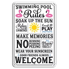 Gift n Gag Swimming Pool Rules: Make Memories, Soak Up the Sun, Friends Welcome Sign