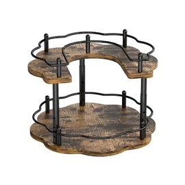 2-Tier Wooden Lazy Susan Turntable Organizer for Cabinet, Table Top, Kitchen, Pantry, Bathroom, Vanity Countertop, Rotating Wood Lazy Susans Rack for Spice, Seasoning Storage Organization(Petal)