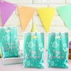 30 Pcs Green Silver Happy Birthday Gift Bags with handles,Plastic
