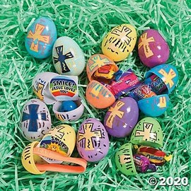 Fun Express Religious Toy Filled Easter Eggs (24 Eggs with Filler) Religious Easter Hunt and Party Suppies