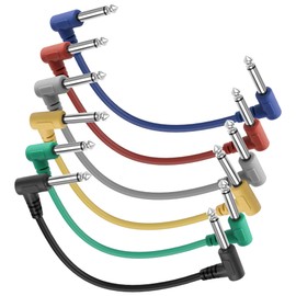 XMSJSIY Gitarre Patch Kabel Effekt Pedal Cord 6.35mm 1/4 Zoll TS Stecker zu Stecker rechten Winkel Stecker Hilfskabel für Bassgitarre Instrument - 6 Packungen - 25CM / 9.84inch